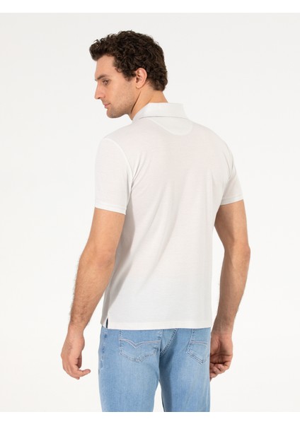 Erkek Açık Gri Polo Yaka Slim Fit Basic Merserize T-Shirt 50265364-VR001