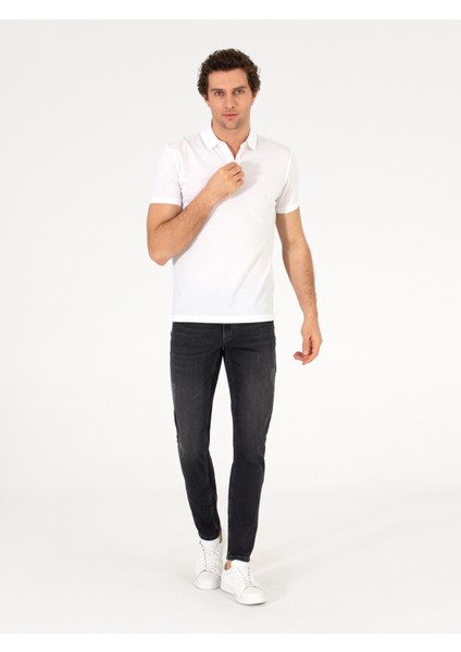 Erkek Beyaz Polo Yaka Slim Fit Basic Merserize T-Shirt 50265364-VR013