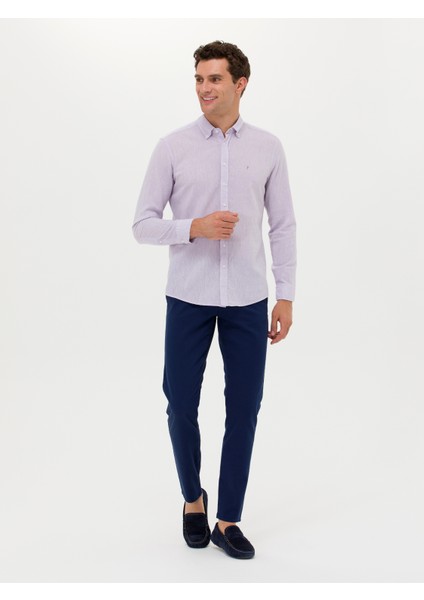 Erkek Lacivert Slim Fit Kanvas Pantolon 50267461-VR033