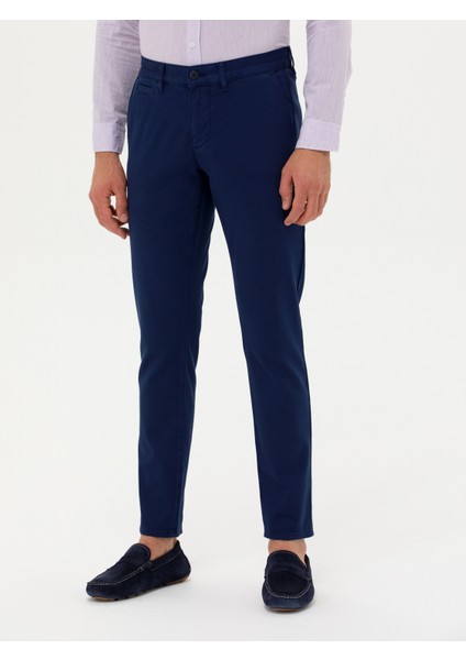 Erkek Lacivert Slim Fit Kanvas Pantolon 50267461-VR033