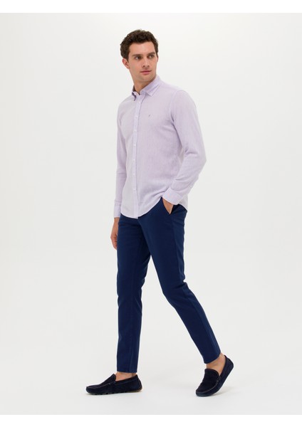 Erkek Lacivert Slim Fit Kanvas Pantolon 50267461-VR033