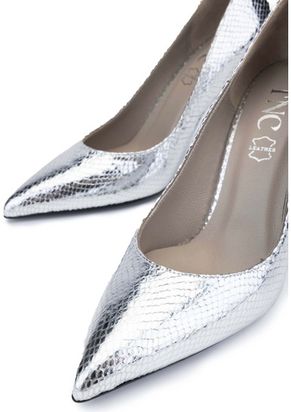 Kadın Deri Gri Topuklu Ayakkabı 1037 5063 Bn Ayk Y24 Gumus modelleri