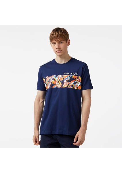 Nautıca Erkek Mavi Standart Fıt Kısa Kollu T-Shırt V45205T.4JN