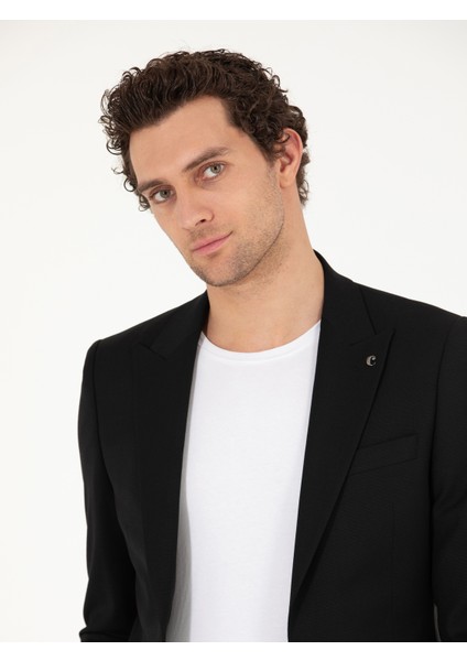 Erkek Siyah Slim Fit Yün Karışımlı Ceket 50264771-VR046 fırsatları