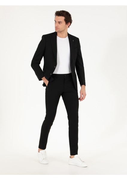 Erkek Siyah Slim Fit Yün Karışımlı Ceket 50264771-VR046