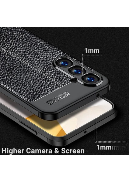 Samsung Galaxy S23 FE Uyumlu Deri Desenli Silikon Kılıf - Extra Darbe Emici Kamera Korumalı Kapak