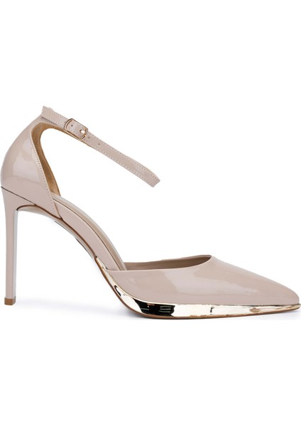 Kadın Deri Bej Topuklu Ayakkabı 1037 5531 Bn Sndlt Y24 Bej Rgn