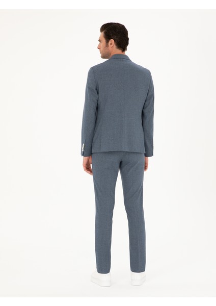 Erkek İndigo Slim Fit Yün Karışımlı Takım Elbise 50284890-VR028