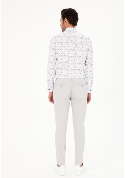 Erkek Açık Gri Slim Fit Beli Bağcıklı Kanvas Pantolon 50284664-VR001 fırsatları