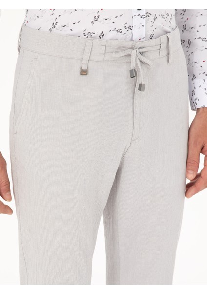 Erkek Açık Gri Slim Fit Beli Bağcıklı Kanvas Pantolon 50284664-VR001 indirimleri