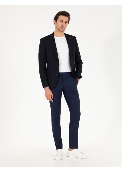 Erkek Lacivert Slim Fit Yün Karışımlı Ceket 50264771-VR033