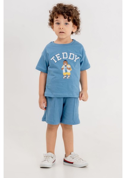 Erkek Çocuk Teddy Ayıcık Işlemeli Şortlu Yazlık Basic Ikili Takım 2-5 Yaş