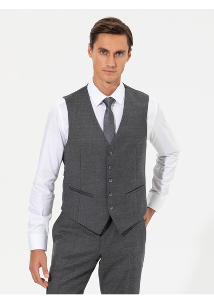 Erkek Gri Slim Fit Yelek 50257927-VR024