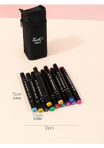 Çantalı 24 Parça Çift Uçlu Grafiti Kalem Renkli Keçeli Kalem Eskiz Illüstrasyon Tasarım Boya Kalemi indirimleri