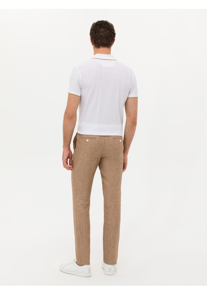 Erkek Kahverengi Slim Fit Beli Bağcıklı %100 Keten Pantolon 50268873-VR029 fırsatları