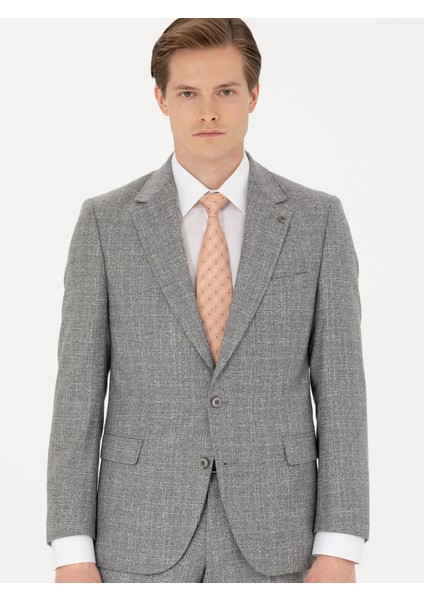 Erkek Gri Slim Fit Yün Takım Elbise 50272638-VR024