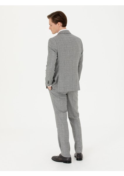 Erkek Gri Slim Fit Yün Takım Elbise 50272638-VR024