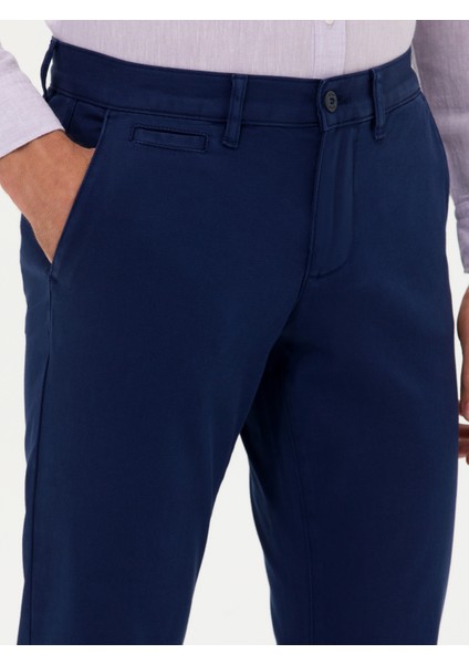 Erkek Lacivert Slim Fit Kanvas Pantolon 50267461-VR033