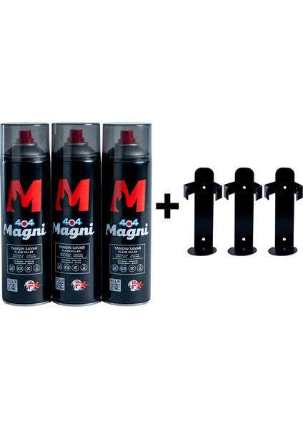 404 Magni Yangın Söndürücü Sprey Üçlü 500ML + Üçlü Askı Aparatı