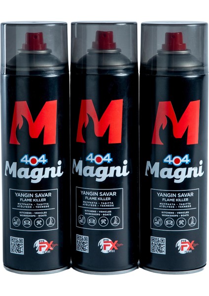 404 Magni Yangın Söndürücü Sprey Üçlü 500ML + Üçlü Askı Aparatı