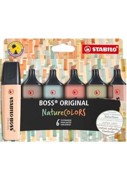 Boss Nature Colors 6'lı Fosforlu Kalem Seti