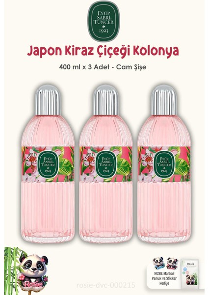Japon Kiraz Çiçeği Cam Şişe Kolonya 3 Adet 400 ml ve Rosıe fiyatları