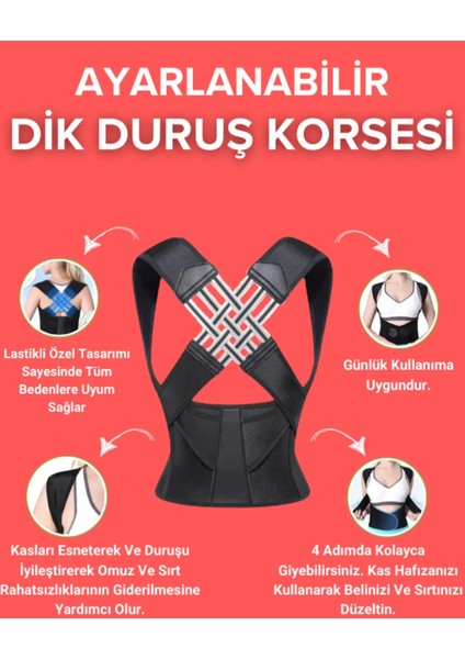 Ayarlanabilir Ortopedik Dik Duruş Korsesi Kadın Erkek Omuz Sırt Korsesi Dikleştirici Korse