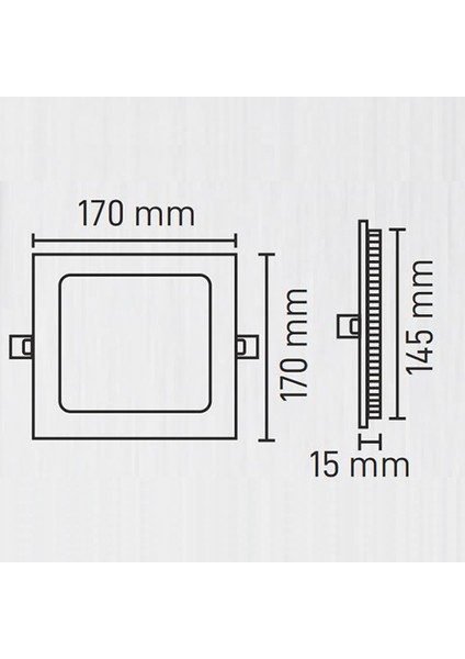 12W Kare Sıva Altı LED Panel 6500K Beyaz