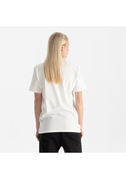 Kadın Beyaz Relax Fit Bisiklet Yaka %100 Organik Pamuk T-Shirt modelleri