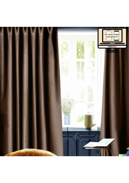 Karartma Perde Lüks Blackout Koyu Vizon Çift Taraflı