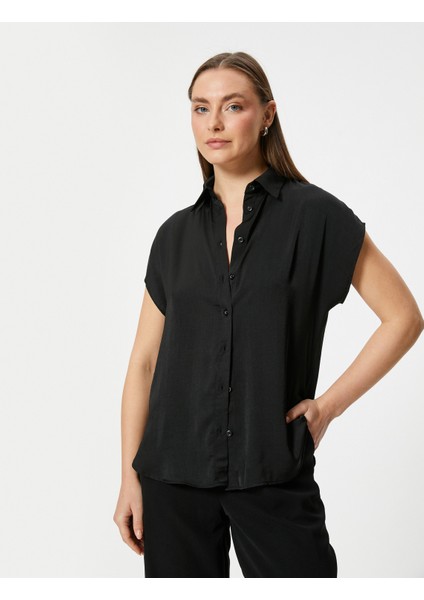 Kısa Kollu Gömlek Relax Fit Klasik Yaka Düğmeli