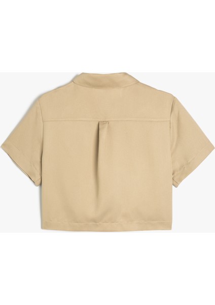 Modal Kumaş Crop Gömlek Kargo Cepli Metal Aksesuar Detaylı fiyatları