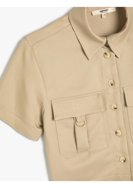 Modal Kumaş Crop Gömlek Kargo Cepli Metal Aksesuar Detaylı modelleri