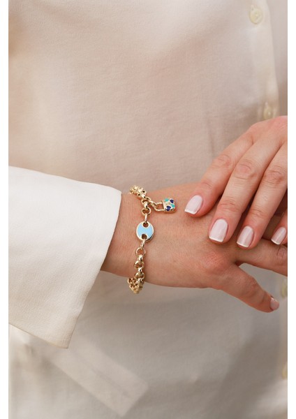 14 Ayar Altın,mineli Kilit Bileklik AGBLK626 fiyatları