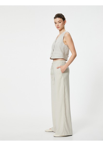 Palazzo Pantolon Beli Lastikli Rahat Kesim