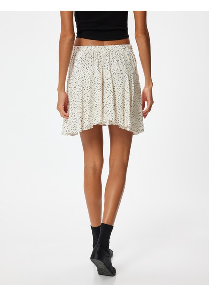 Şortlu Mini Etek Çiçekli Beli Lastikli Viskoz Kumaş fırsatları