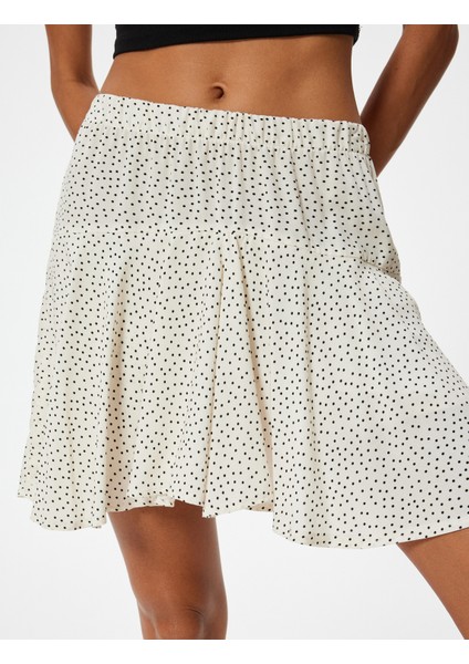 Şortlu Mini Etek Çiçekli Beli Lastikli Viskoz Kumaş indirimleri