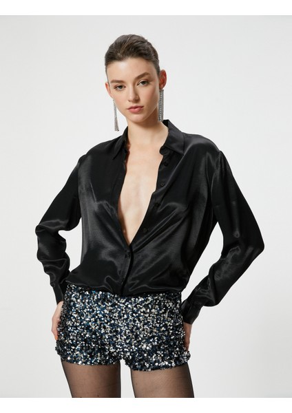 Pullu Payetli Ekstra Mini Slim Fit Şort