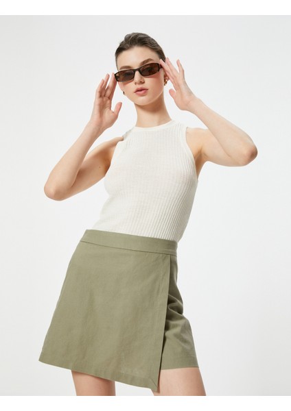 Mini Şort Etek Keten Karışımlı