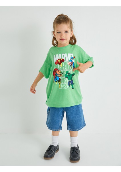 Marvel T-Shirt Kısa Kollu Lisanslı Bisiklet Yaka Pamuklu