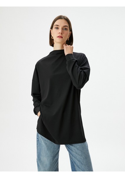 Uzun Tişört Dik Yaka