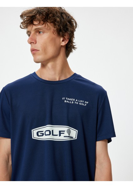 Spor T-Shirt Slogan Baskılı Kısa Kollu Bisiklet Yaka