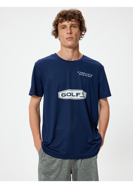 Spor T-Shirt Slogan Baskılı Kısa Kollu Bisiklet Yaka modelleri