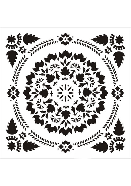 Stencil Sarayi Boyama Şablon Damask Çini Mandala - 8703