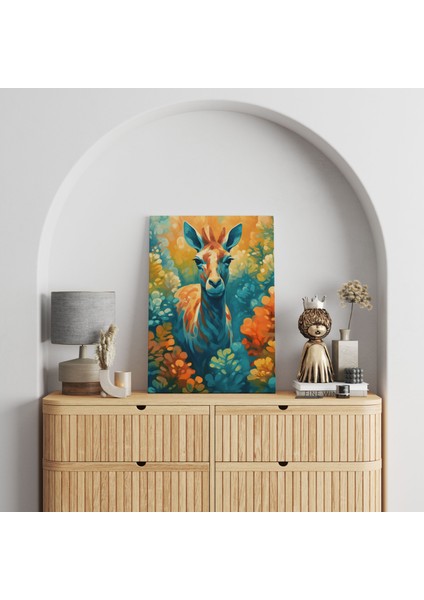 Zürafa Minimalist Modern Kanvas Tablo - Salon Oturma Odası Mutfak Ofis Için Duvar Dekoru