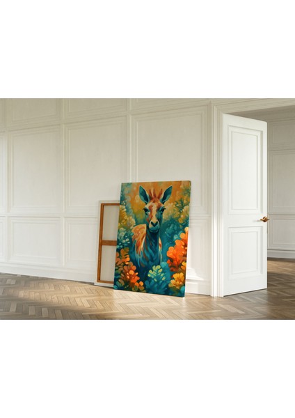 Zürafa Minimalist Modern Kanvas Tablo - Salon Oturma Odası Mutfak Ofis Için Duvar Dekoru