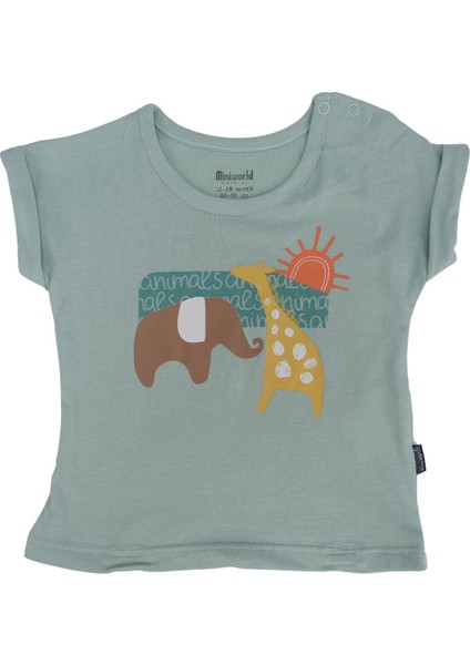 Renkli Baskılı Bisiklet Yaka T-Shirt 2'li Set