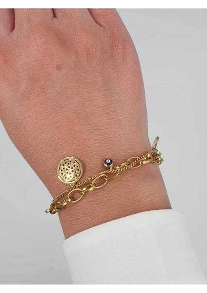 Yaşam Çiçeği Çelik Bileklik