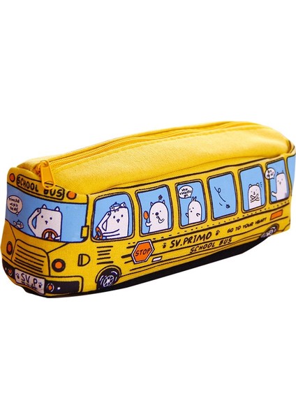 Ilkokul Öğrencisi Karikatür Araba Otobüs Kalem Kutusu (Yurt Dışından)