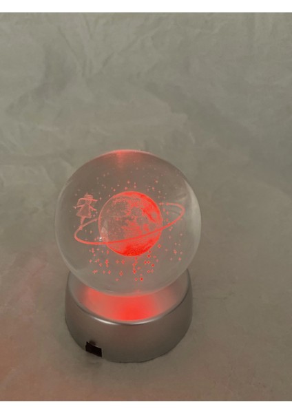 3D LED Işık Cam Küre Pilli Dünya Merdiven Gece Lambası 6 cm